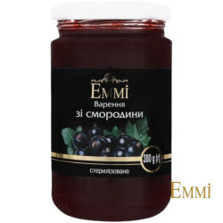 Чорна смородина варення 380 г  с/б / 12шт  ТМ Emmi