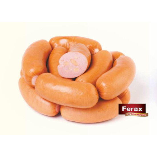 Сардельки Фірмові з сиром 1/с (Лоток 310 г.)