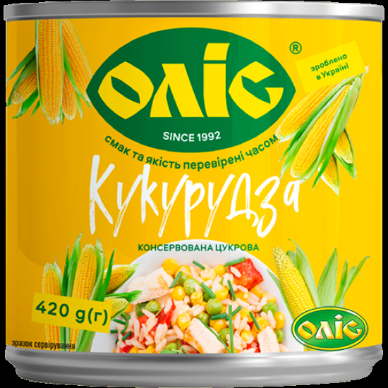 Кукурудза цукрова консервована ж/б 420 г / 12 шт кт Оліс