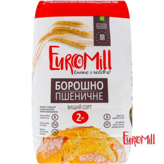 Борошно пшеничне в/г фас. 2 кг/6 шт. ТМ EuroMill