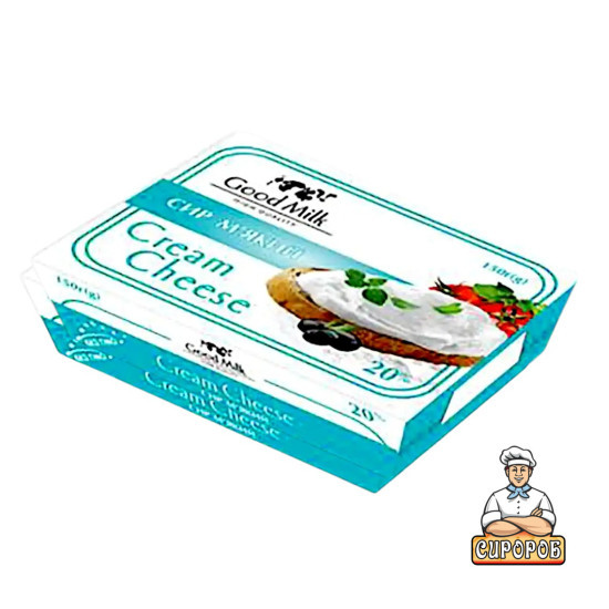 Сир м'який "Крем - Сир" 20% 150г ванночка Good Milk / 12 шт кфс ТМ "Вись" Регал