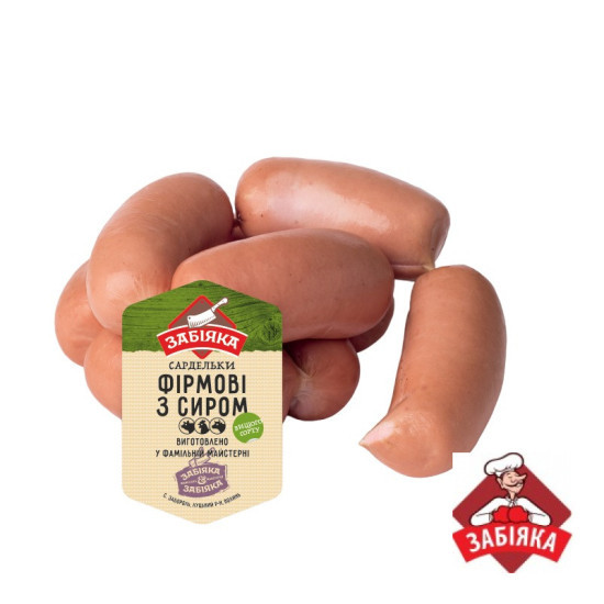 "Сардельки Фірмові з сиром в/с   (газ 1.4 кг) ТМ "Забіяка"