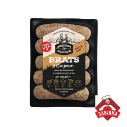 Ковбаски напівкопчені з дрібнорубленого м'яса BRATS з сиром  н/к в/с (ФМ) (в/у 0,4 кг) ТМ "Забіяка"